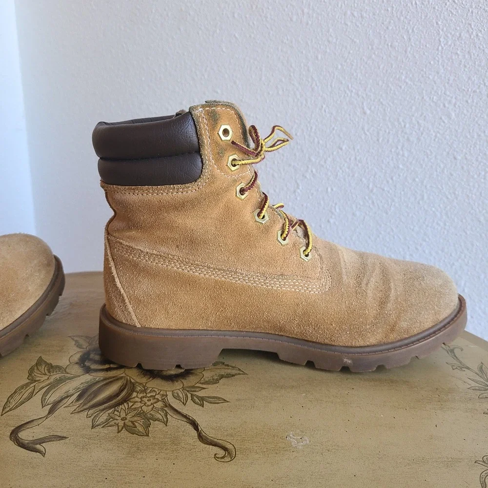 Timberland US‎ 7.5 Wheat Suede Nubuck High Top Ankle Boots Lace Up Work Leather